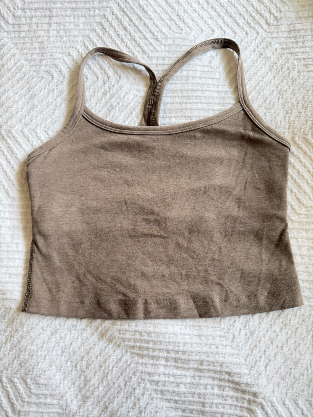 Beyond Yoga - Birch Heather Taupe Cropped Cami
